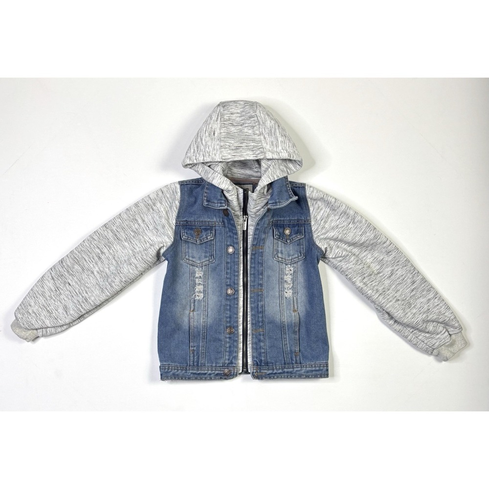 MaCam Hooded Denim Jacket Kids Boys 120 Zipper Button Casual